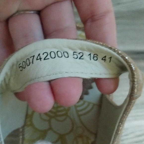 Fly London Metallic Ylfa Wedge Leather Sandals Size 41 US 10 - Picture 6 of 8